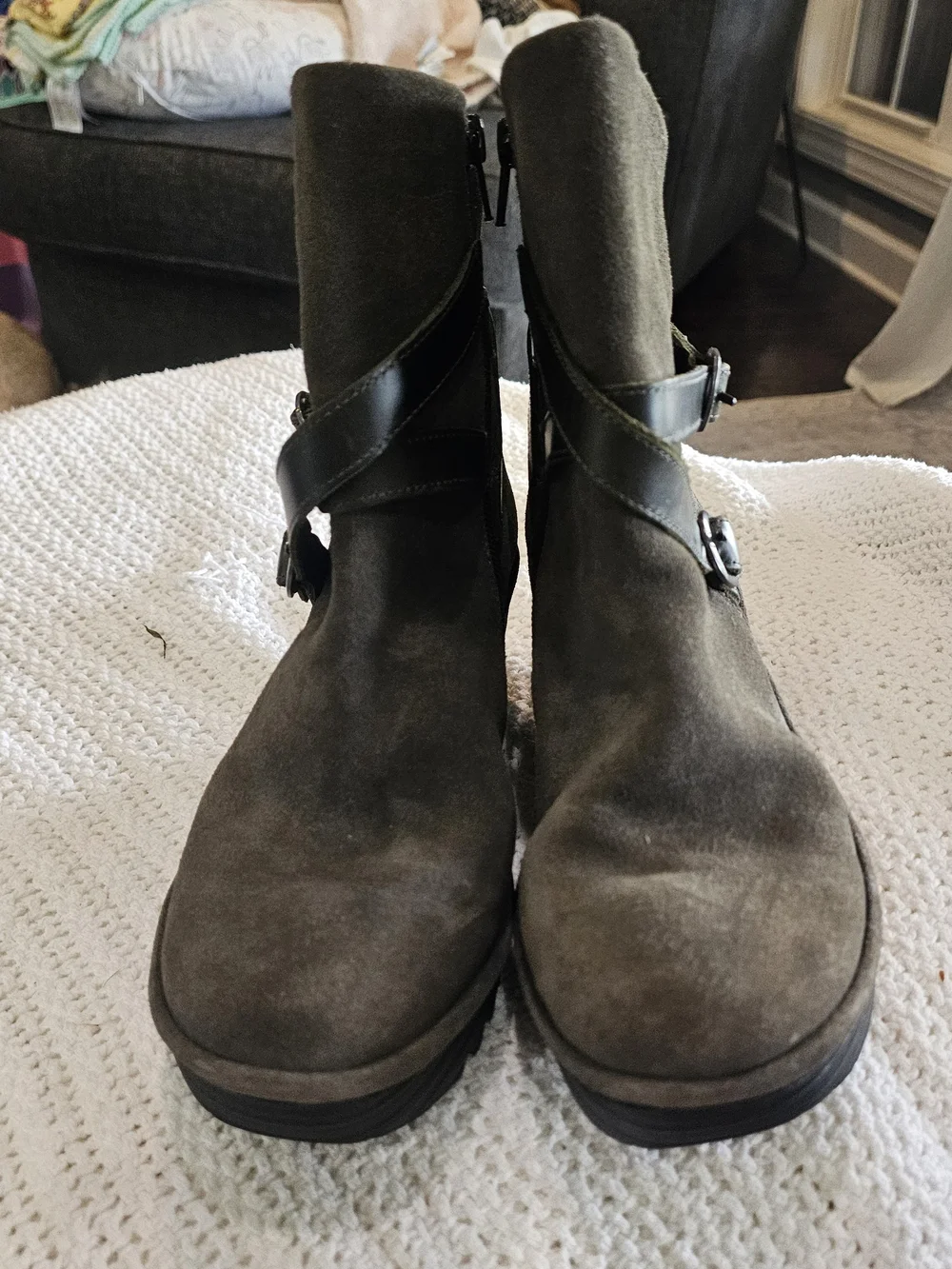 Fly London Olive Suede Wedge Ankle Boots